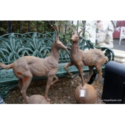 Pair Cast Iron Stag Finials